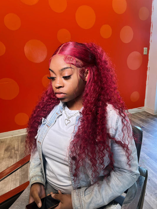 Burgundy Deepwave 13x6 Frontal Wig